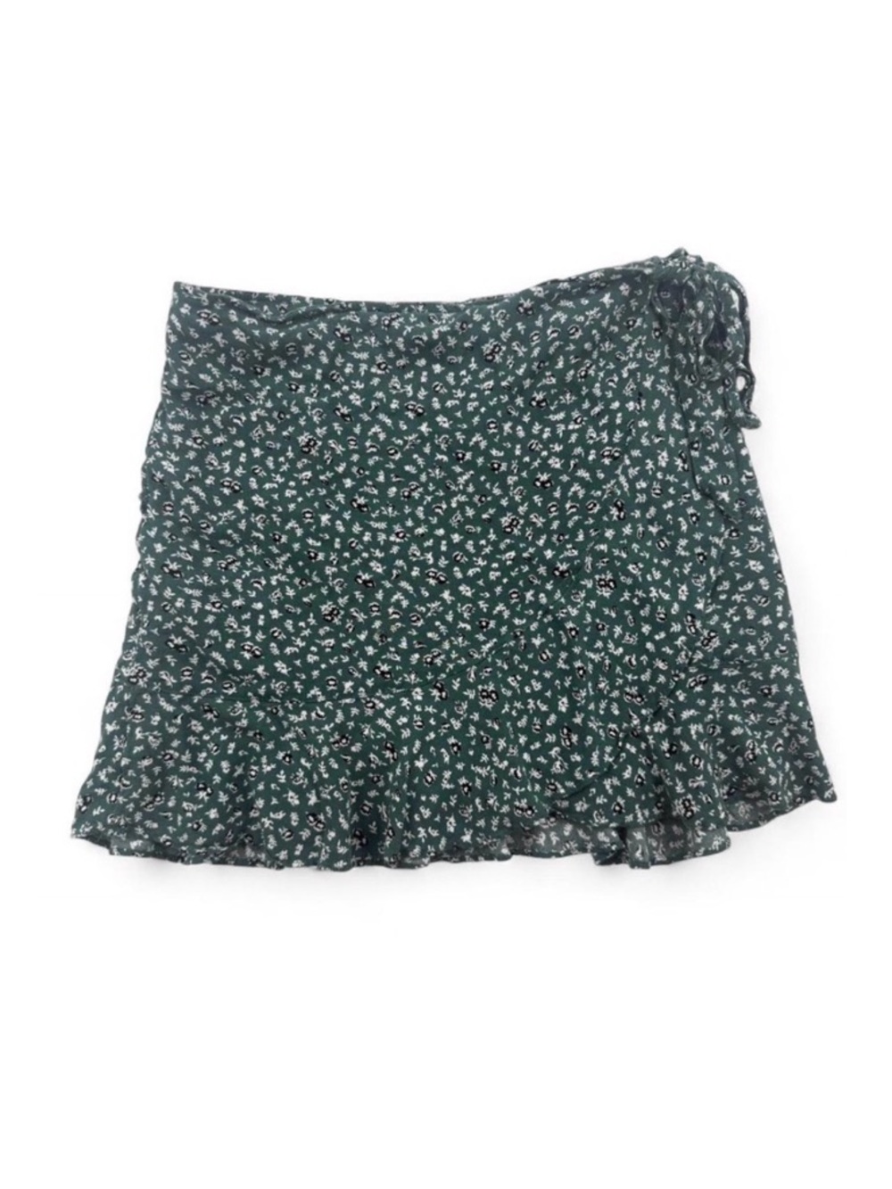 Women’s Abercrombie & Fitch Ditsy Dark Green Floral Wrap Mini Skirt Size L